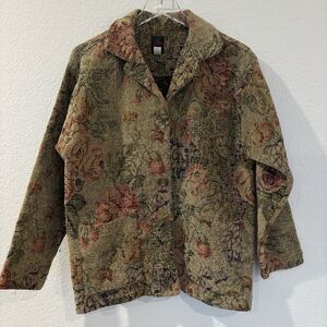 Vtg Women’s Upholstery Jacket L Floral Garden Cottagecore Dark Mori Multicolor